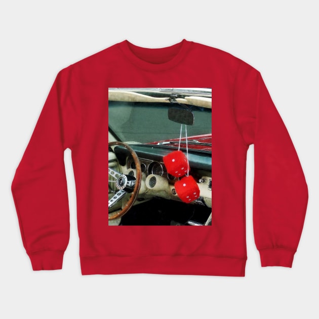 Cars - Red Fuzzy Dice in Converible Crewneck Sweatshirt by SusanSavad